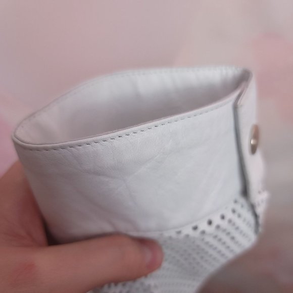 CELINE '00 Michael Kors Perforated Leather Button Up Runway Dress White RARE - Picture 10 of 13